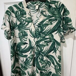H&M Tropical Green Print Mini Dress